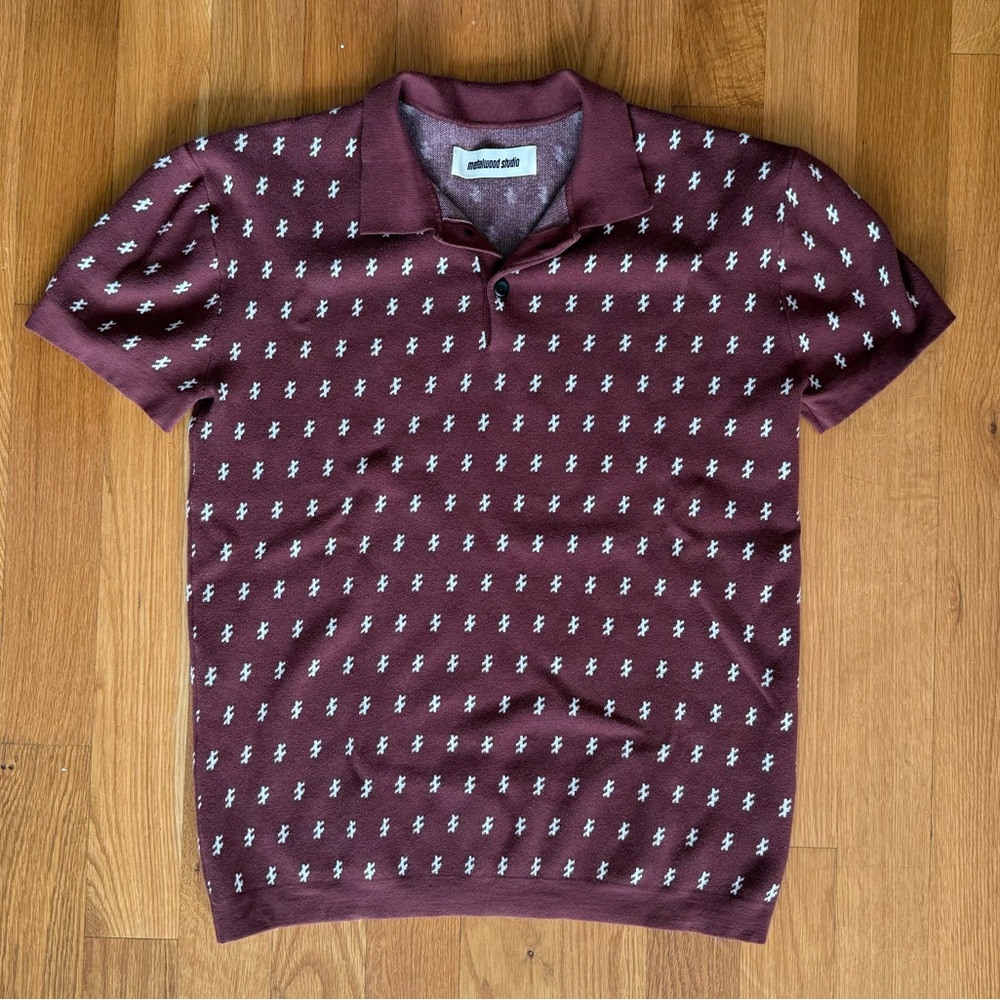 Men's Burgundy Patterned Polo
